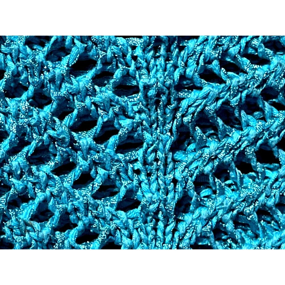 Chicos Halo Open Knit Riviera Pullover Aqua Blue Short Sleeve Sweater Top Size 0 - Picture 9 of 9